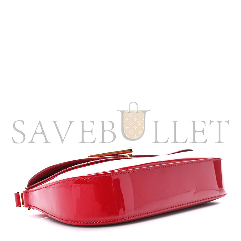 Pra*a vernice triangle logo flap adjustable strap shoulder bag cherry 1bd355 (24*11*4cm)